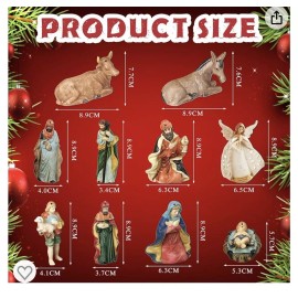 Unique Christmas Nativity Scene Religious Wood Hanging Ornaments Farmhouse Set Of 10