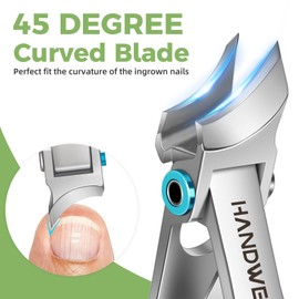 2026 Slanted Nail Clippers for Men Thick Toenails, Toe Nail Clippers for Thick Nails for Seniors, Ingrown Toenail Clippers with Wide Jaw Opening, Heavy Duty Fingernail Clippers Adult Nail Cutter