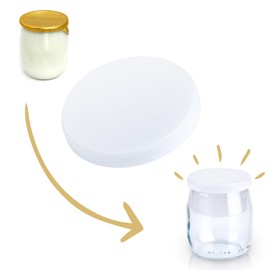 DIY Creation Set of 24 Reusable Universal Lids Compatible with Standard Yoghurt Jars (Milk Jug etc.) - Fits 55mm Diameter Jars