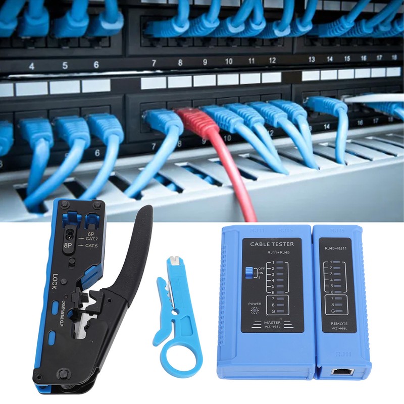 RJ45 Crimp Tool Kit 8P8C Modular Connectors Wire Stripper Pliers