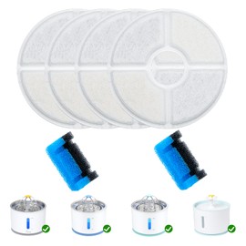 Wonder Creature Cat Water Fountain Filter Replacement, 4+2 Pack, Round Carbon Filters for 81oz/2.4L Stainless Steel Top Automatic Pet Fountain (4+2 Pack)