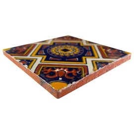 Fine Crafts Imports 4.2x4.2 9 pcs Mora Talavera Mexican Tile