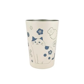 Nyankodo 225-002 2-Way Vacuum Double Wall Tumbler, M (Hanarikko Cat), Office Work Desk Cup, Heat Insulated, Holder Cup, Cute Cat