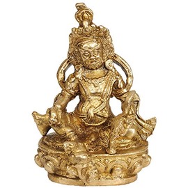 Exotic India Kubera-The God Who Gives Money Statue, Antique Yellow, 1.5 x 3.5 x 4-Inch