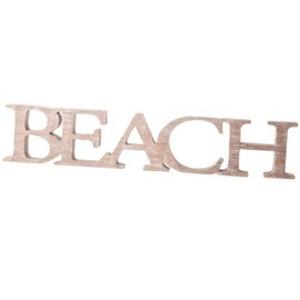 Natural Wooden ’Beach’ Letters Standing Block Plaque by Gisela Graham