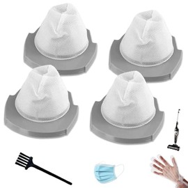 4 Pack 2610 Filter Replacement for Bissell 3-in-1 Turbo Stick Vacuum 2610 & 2611 Series, Compare to Part #1620624, Washable & Reusable HEPA Filters with Cleaning Brush