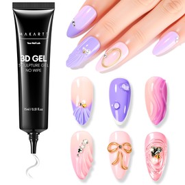 Makartt 3D Gel Nail Art for Sculpting: 3-in-1 Multi-Functional 15g Clear 3D Nail Gel for Molding & Painting Nails Designs, No Wipe Nail Glue for Rhinestones, Chrome Powder & DIY Manicure