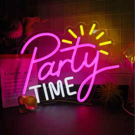 ENUOLI Neon Sign, LED Party Time Signs - Dimmable USB Neon Lights for Wedding, Home, Birthday Party, Bedroom, Game Room Decor
