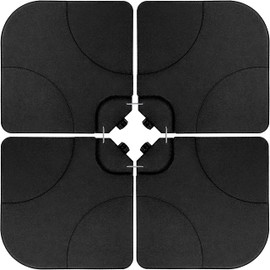 YSSOA 4-Piece 176lb Capacity Heavy-Duty Cantilever Offset Patio Umbrella Base Square Stand Plate with U Locking for Water or Sand, Black