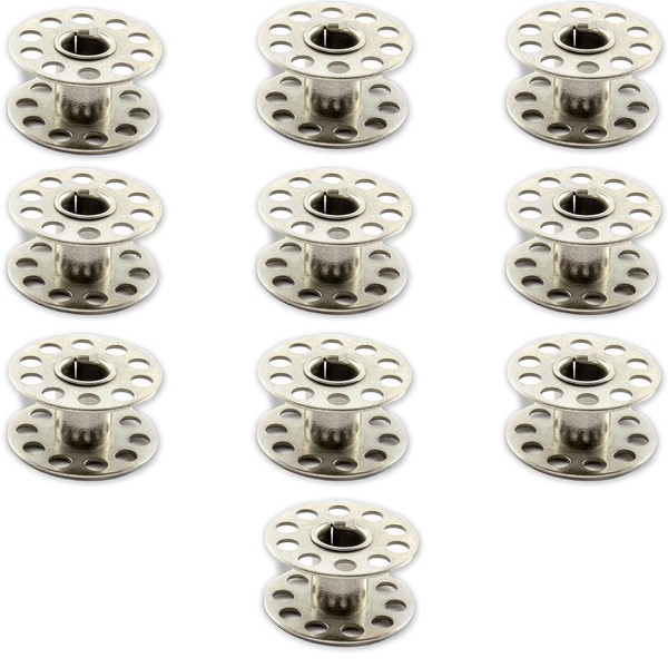 UMTMedia® 10 X Metal Bobbins for Domestic Sewing Machines by UMTMedia® - Spools Winder Universal Compatibility for Brother Janome Singer Toyota Pfaff Bernina