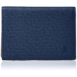 Lanvin Collection Men's Passcase, Cowhide Leather, Genuine Leather, 2 Sided Pass Case, Card Tier, Bifold Fold, [Couleur de Vin], navy