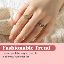 FunnAura Sun and Moon Ring, Stackable Celestial Matching Rings, Gift for Women Girls