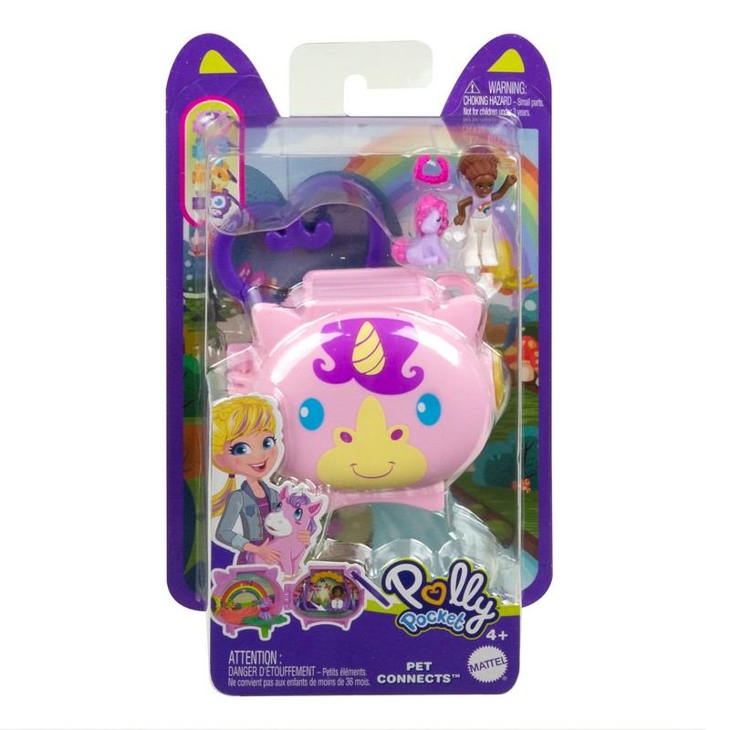Mattel Polly Pocket Pet Connects - Unicorn Micro Playset -