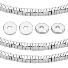 PH PandaHall 300pcs Silver Plated Disc Spacer Beads 4mm Flat Round Spacer Bead Brass Bread Heishi Beads Long-Lasting Jewelry Metal Spacers for DIY Bracelet Necklace Earring Jewelry Beading Making