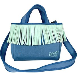 Emplet Veil 2025 Neoprene Hawaiian Fringe Bag, Width 9.8 x Height 7.9 x Depth 3.5 inches (25 x 20 x 9 cm), Blue with Removable Shoulder Strap, 2-Way, Soft and Lightweight Material, Perfect for Outings