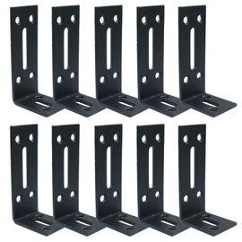 Aracombie 10Pcs Black L Bracket, 90 Degree Right Angle Corner Brace, Metal Shelf Bracket for Furniture, Cabinet, Bed, Chair, Table, Woodworking Projects, 3x1.2x1.6 Inch