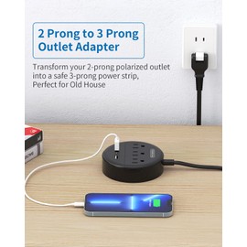 2 Prong Power Strip 10FT & Extra Long Extension Cord 25 ft, 10 ft Extension Cord with Rotatable Plug, Wall Mountable, 3 Outlet Compact Desktop Charging Station, Wall Mount for Home,Office, Dorm,Travel