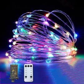CHMEFLY 75Ft Outdoor String Lights, 200LED Fairy Curtain Light,Plug in Waterproof Decoration Lights, 8 Modes Twinkle Copper Wire Lights with Remote Timer for Bedroom Garden Party Indoor (Multicolor)