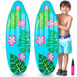Foilswirl 2 Pcs 3 ft Luau Inflatable Surfboard for Beach Inflatable Surf Board Luau Decoration Tropical Pool Surfboard Float for Surf Hawaiian Theme Summer Sea Party