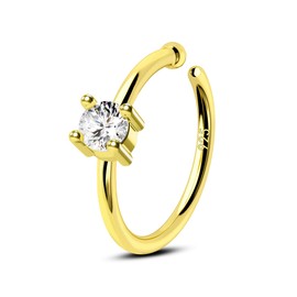 COCHARM 14K Gold Plated Nose Hoops 20g 925 Sterling Silver Nose Hoop Nose Rings 8mm Press Fit Gold Hoop Nose Piercing 20g Gold Nickel Free Small Nose Rings