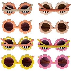 Sun Flower Round Sunglasses,8Pair Round Flower Sunglasses Cute Kids Sunglasses,Flower Sunglasses Kids Flower Sunglasses,Cute Round Sunglasses Sun Flower Sunglasses,Round Flower Sunglasses for Toddler