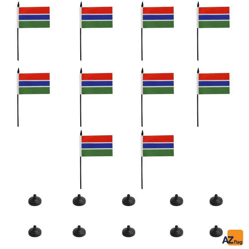AZ FLAG - Pack of 10 Gambia Table Flags -