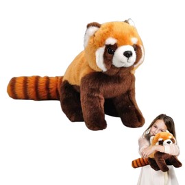 Tiny Heart Red Panda Soft Toy Plush Toy 28 cm Realistic Red Panda Plush Beautiful Animal Cute and Soft Gifts Plush Red Panda for Children Boys and Girls Toy Brown