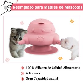 Alimentadores de Cachorros para Cachorros Múltiples 240 ml, Biberones para Cachorros para Lactancia sin BPA,Tazón de Leche para Comedero para Cachorros, para Gatitos, Cachorros Capacidad (Rosa)