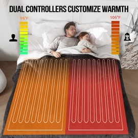 ESTINGO Electric Blanket Queen Size, 84"x90" Queen Heated Blanket with Dual Control of 5 Heating Levels & 10 Hours Auto Off, Fast Heating Blanket for Home Bedding Use, Dark Gray