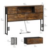 GiftGo Queen Size Headboard with 4 Fabric Storage Drawers Charging
