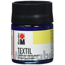 Marabu - Textile Fabric Paint, Water-Based Fabric Printing Ink - for Bright Fabrics - Washable up to 60°C - Soft Handle, Easy to Fix by Ironing or in the Oven, 50 ml, dark blue