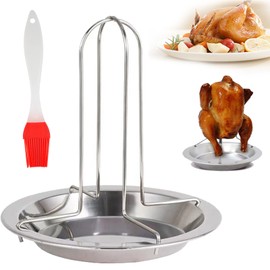 Comforty Chicken Stand, Foldable Chicken Roaster Stainless Steel Non-Stick Vertical Chicken Holder for Oven or Grill Grill Accessories Chicken Roaster