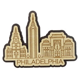 Printtoo Philadelphia Pennsylvania City Souvenir Engraved Wooden Fridge Magnet Decor