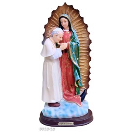BHEII >Virgen de Guadalupe Con El Papa Juan Pablo II New 12" Tall Statues & Figures