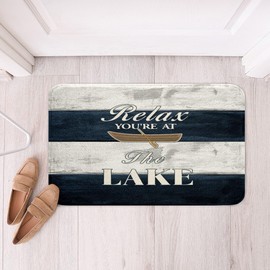 Lake Life Bathroom Rugs 16"x24" Kids Lake House Bath Rugs for Shower Tub for Camping Rustic Wooden Bath Mats for Bathroom Non-Slip Paddle Bathroom Accossories Farmhouse Decor