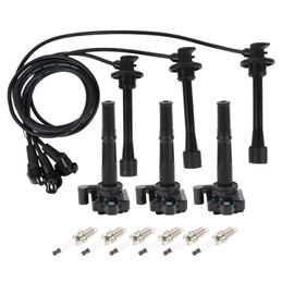 Autodevil UF156 3PCS Ignition Coil + 6PCS Iridium Spark Plug + 3PCS Wire Set Fits For Toyota 4Runner T100 Tacoma Tundra 1995-2004 3.4L Replacement For C1041 90919-02212 5C1308 E679
