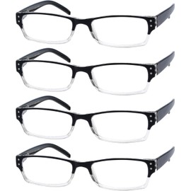 Eyekepper 4 Pack Classic Reading Glasses for Women and Men Two-Tone Readers Black-Clear Frame +2.75