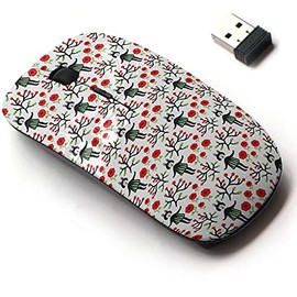 2.4G Wireless Mouse with Cute Pattern Design for All Laptops and Desktops with Nano Receiver - Cute Bunny Flowers