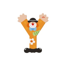 SEVI 81761 Wooden Letter Y 10 cm, Door Letters for Children's Room, ABC Alphabet Educational Toy Made of Wood, Educational Toy for Children from 3 Years, Letter Clowns, Orange, Approx. 10 x 7.5 cm