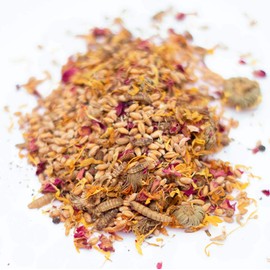 Backyard Chicken High Protein Herbal Treat with Dried River Shrimp, Black Soldier Fly Larvae, Mealworms, Basil, Hibiscus Flowers, Rose Petals (PowerHen) (4 pounds)