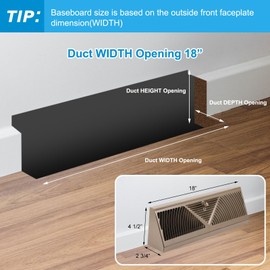 Yaocom 4 Pcs Baseboard Register Vent 18 Inch Duct Opening Size Baseboard Vent Covers Baseboard Diffuser Adjustable Corner Baseboard Return Air Grille for Home Floor Wall Air Flow Control(Brown)