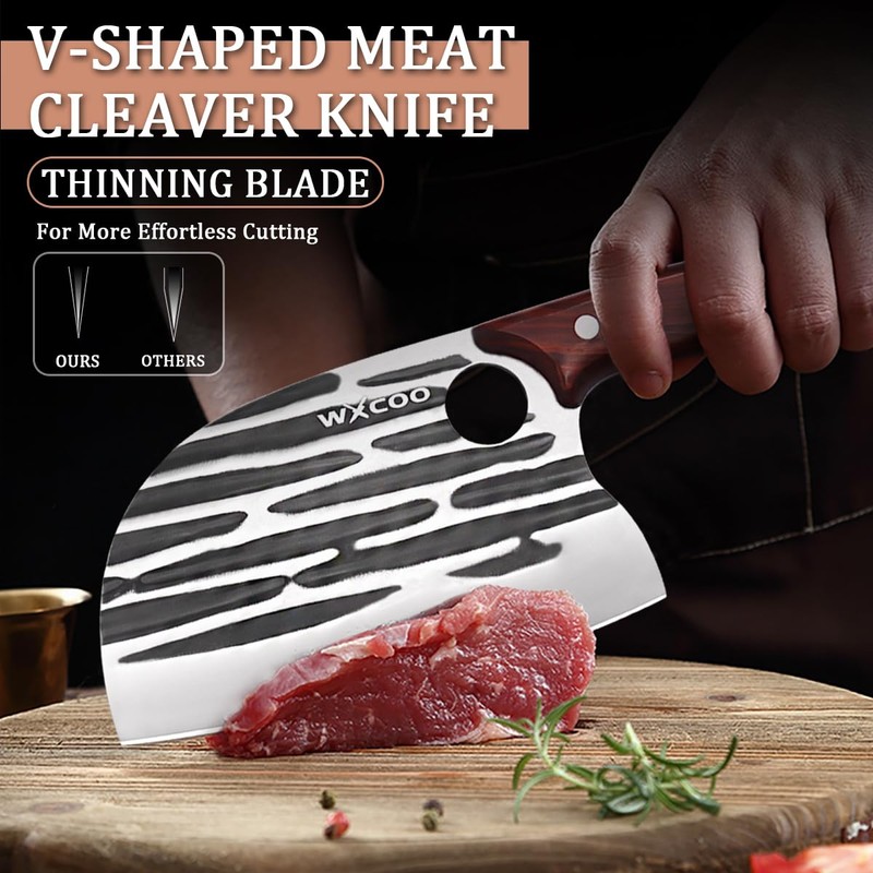 WXCOO Butcher Knife Set - 4pcs Hand Forged Meat Cleaver