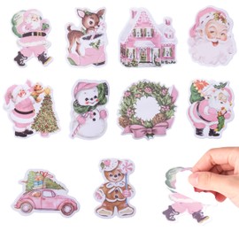 CUweipeng Pink Christmas Sticky Notes - 30Pack Winter Holiday Vintage Santa Claus Snowman Self Sticky Memo Pads Xmas Notepad for Office Kids School Student Reward Christmas New Year Party Favor Gift
