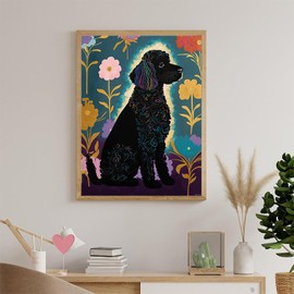 EATUKYIC Black Poodle in Colorful Mother's Day Gift Diamond Painting Kits for Adults, Funny Animals 5D DIY Diamond Art Kits Full Drill Diamond for Gift Wall Decor Gem Arts 12x16 inch