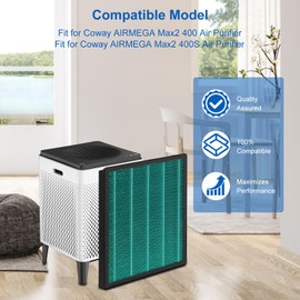 NXBHG 400/400S Replacement Filter Set for Coway AIRMEGA Max2 400/400S Air Puri-fier, Max 2 High efficiency and Active Carbon Filter, AP-2015-FP.
