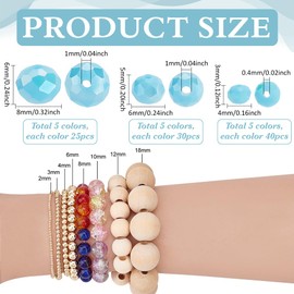 PH PandaHall 475PCS Blue Crystal Beads, 4mm 6mm 8mm Blue Sea Faceted Glass Bead 5 Colors Electroplate Rondelle Loose Beads Spacers for Hawaii Boho Bracelets, Necklaces, Crafts DIY Jewelry Making