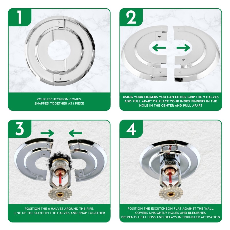 Retrofit Fire Sprinkler Escutcheon Cover Plate 1/2" IPS - Beveled