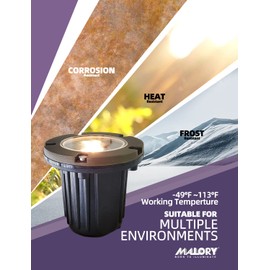 MALORY Low Voltage Landscape Lights, (4.6''H) Brass Top Cover 12V Outdoor In Ground Lights, LED Landscape Well Lighting for Pathway, Driveway, Deck Step and Garden 1 Pack with MR16 Bulb (Flat Top)