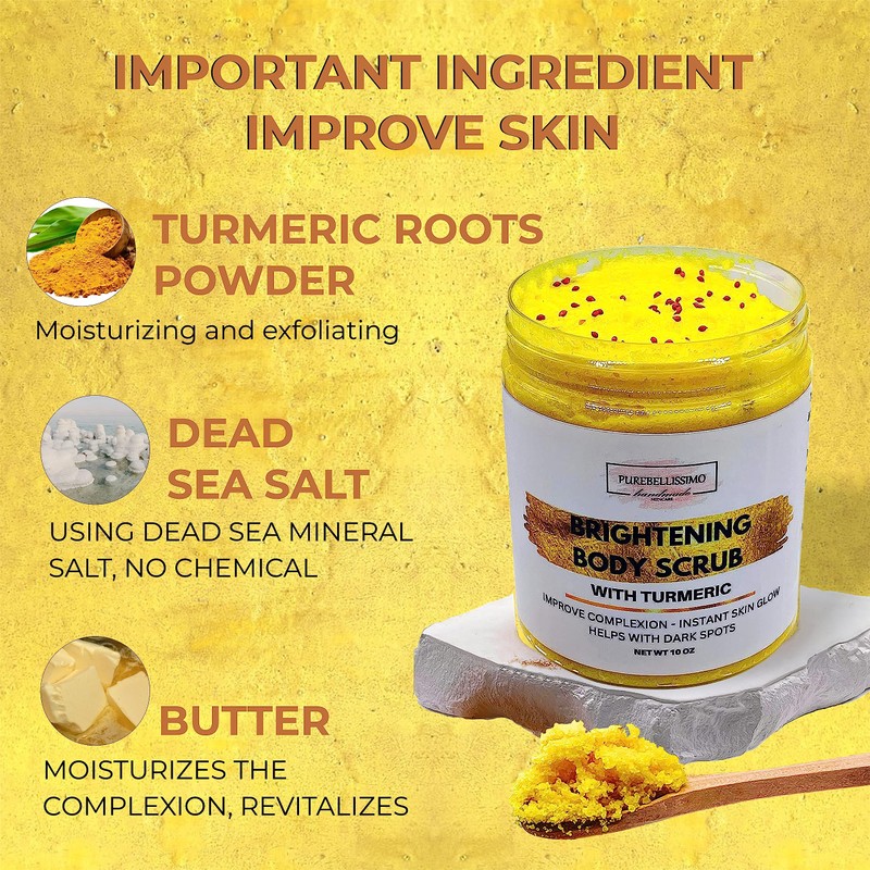 SUGAR BODY SCRUB Brightening Turmeric Exfoliant for Dark Spots