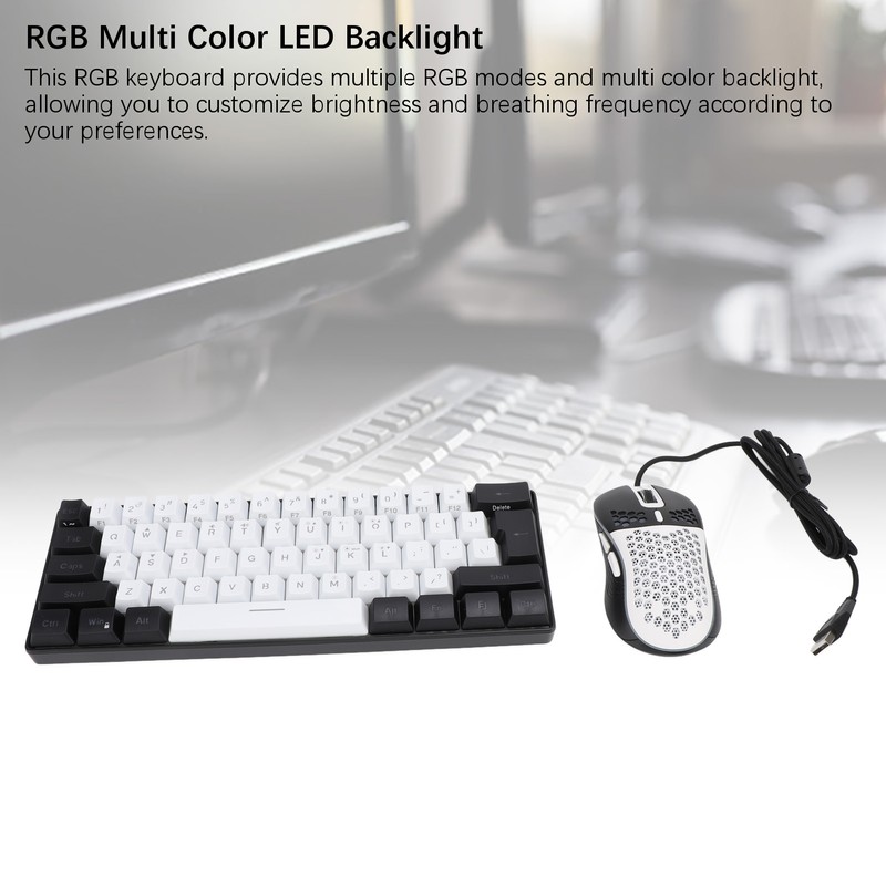 61 Key RGB Illuminated Keyboard with Mouse Multi Color LED